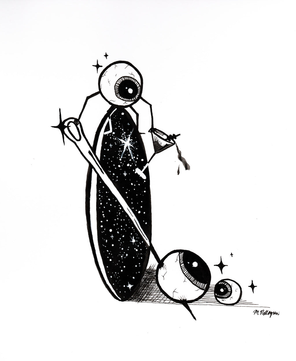 Pierce (Inktober Day 6 Prompt) - 6x8 Framed Ink Painting