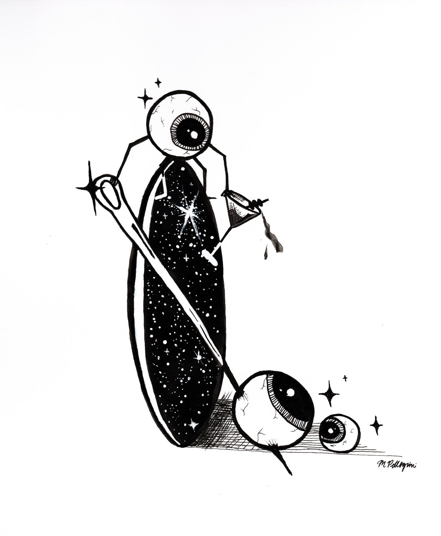 Pierce (Inktober Day 6 Prompt) - Framed Ink Painting
