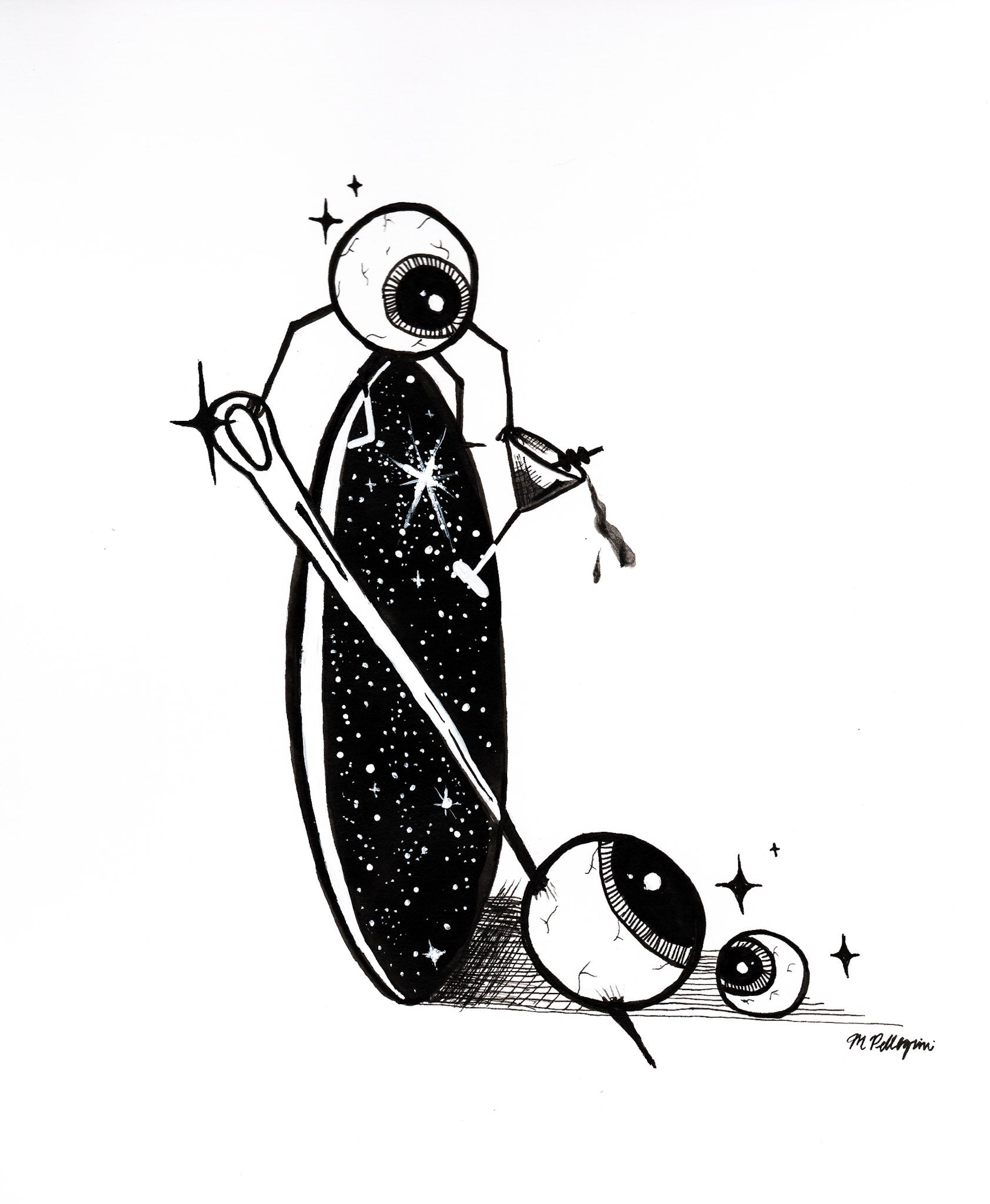 Pierce (Inktober Day 6 Prompt) - 6x8 Framed Ink Painting